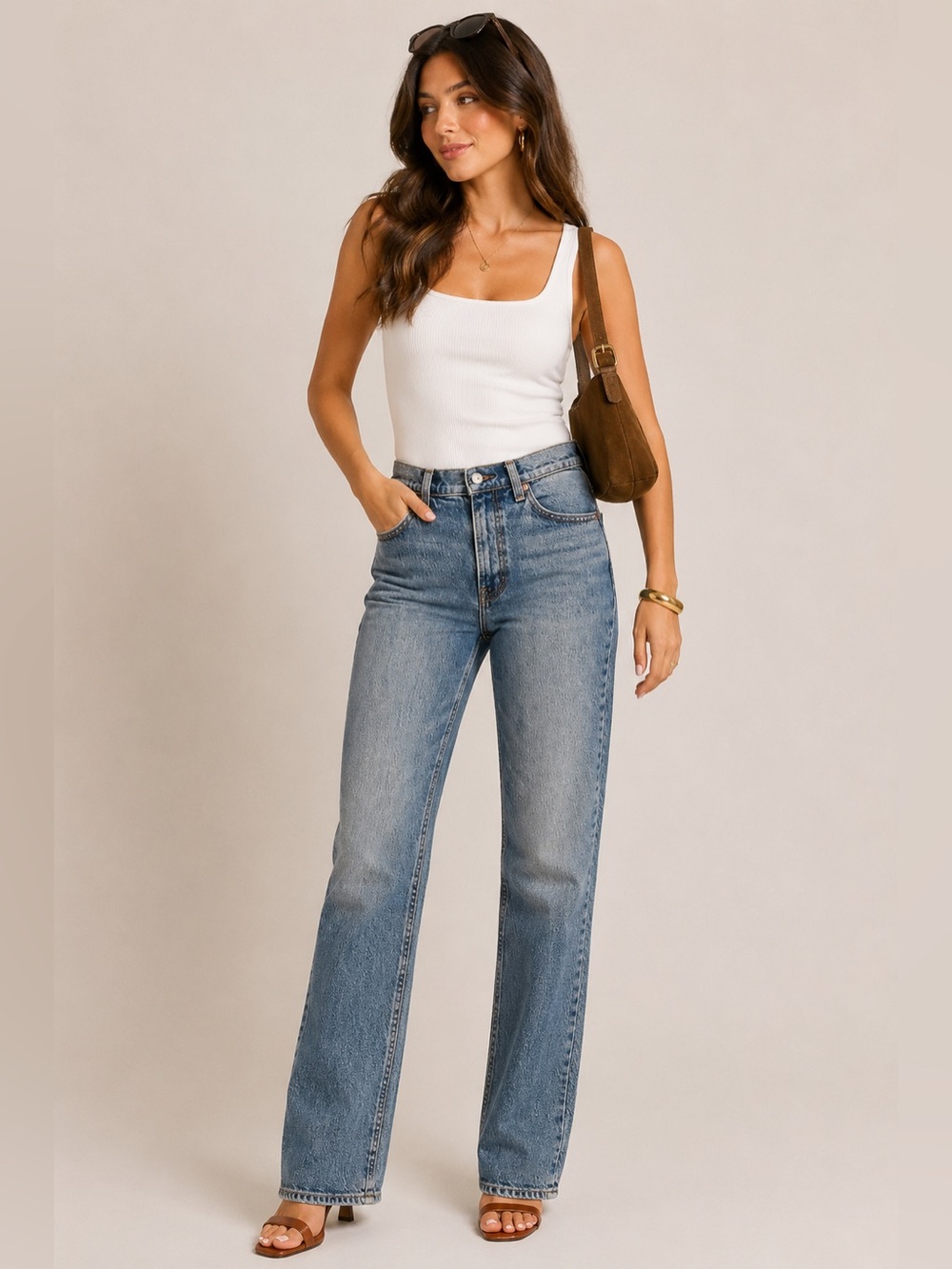 Abercrombie 90s Straight High Rise Jeans 26 Vintage Wash Denim